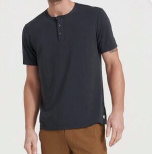 Vuori Button Gray Striped Linear Henley T Shirt Size M